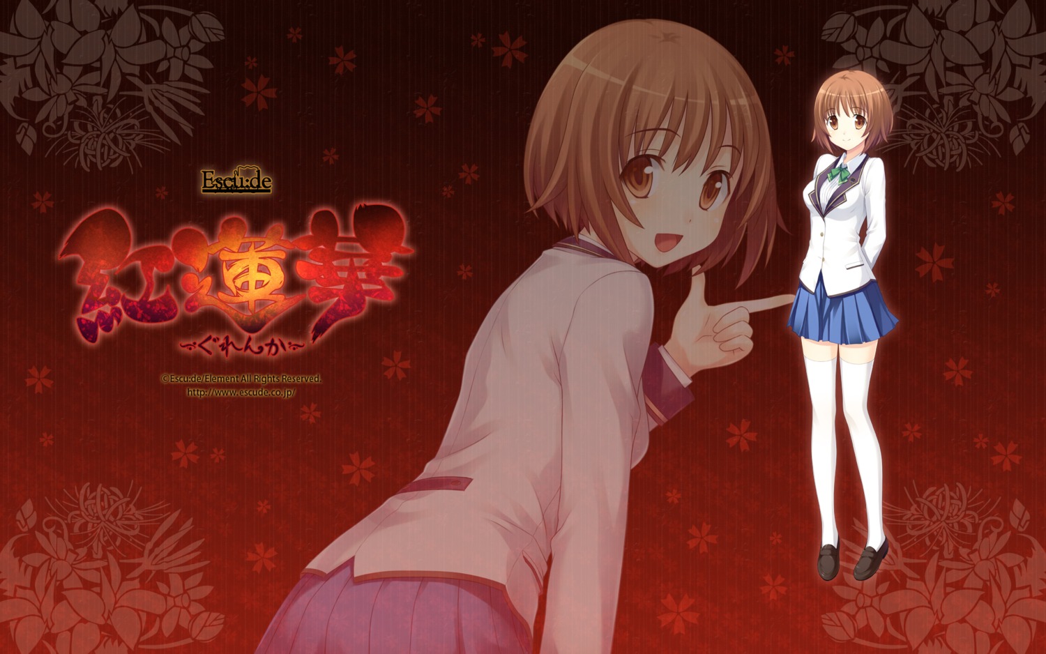 escu:de, gurenka, nekonyan, seifuku, wallpaper