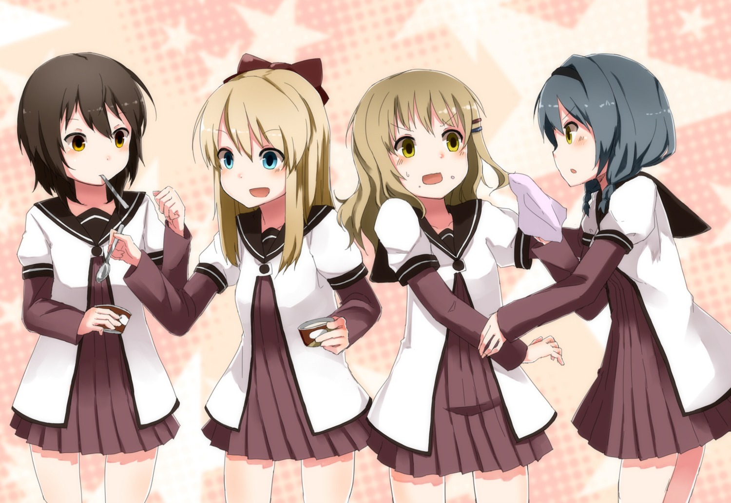funami_yui, furutani_himawari, oomuro_sakurako, seifuku, toshinou_kyouko, wakuwakusan, yuru_yuri