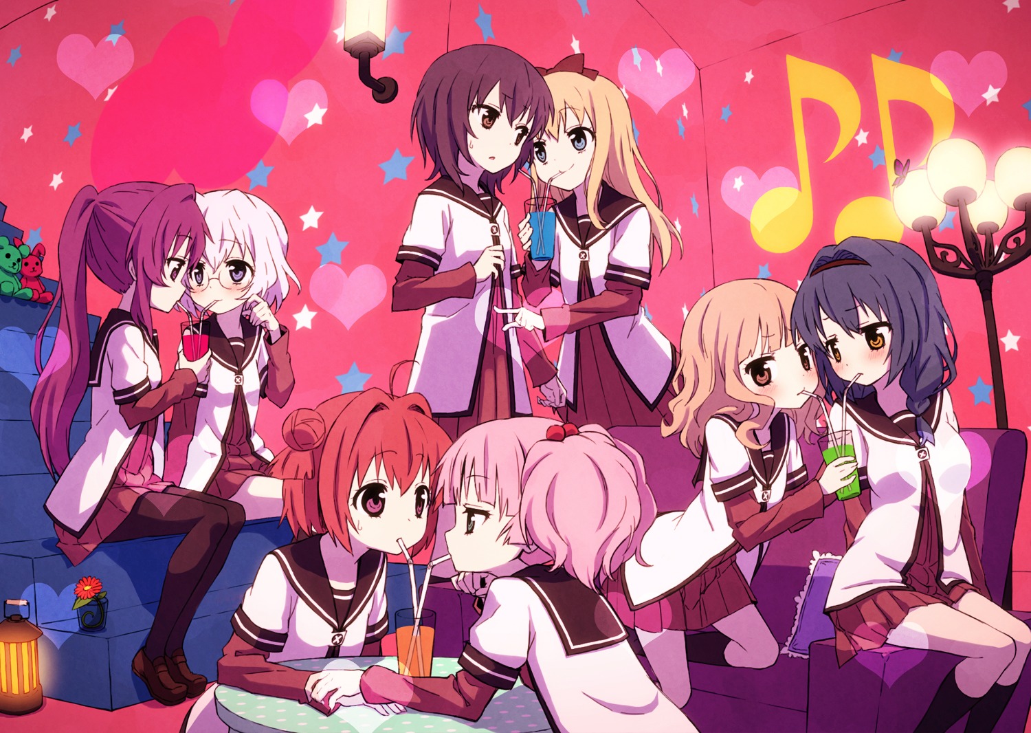 akaza_akari, funami_yui, furutani_himawari, ikeda_chitose, megane, oomuro_sakurako, pantyhose, saiko_dagashi, seifuku, sugiura_ayano, toshinou_kyouko, yoshikawa_chinatsu, yuru_yuri
