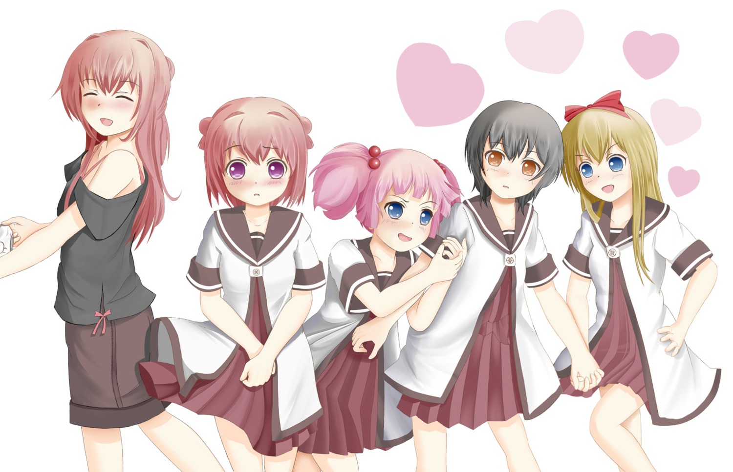 akaza_akane, akaza_akari, funami_yui, miyabi_(miyabi), seifuku, toshinou_kyouko, yoshikawa_chinatsu, yuru_yuri