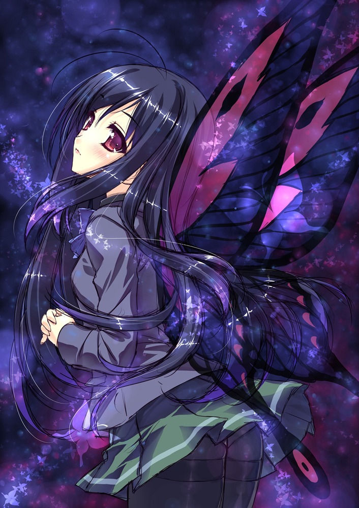 accel_world, amakawa_akito, kuroba_sayuki, pantyhose, seifuku, wings