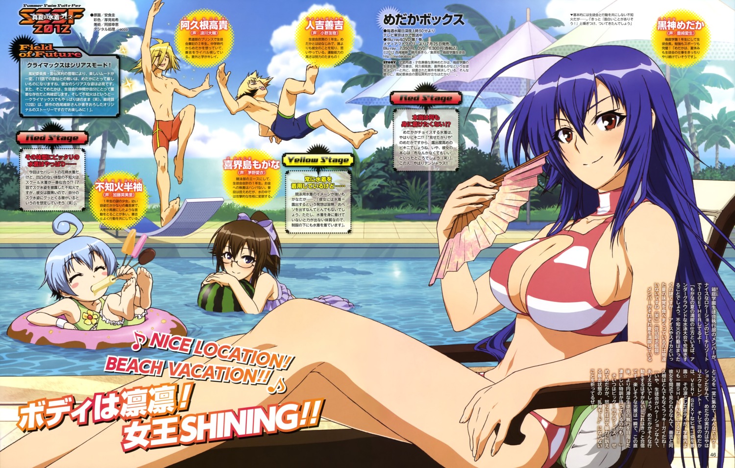 ajiki_kei, akune_kouki, bikini, cleavage, hitoyoshi_zenkichi, kikaijima_mogana, kurokami_medaka, medaka_box