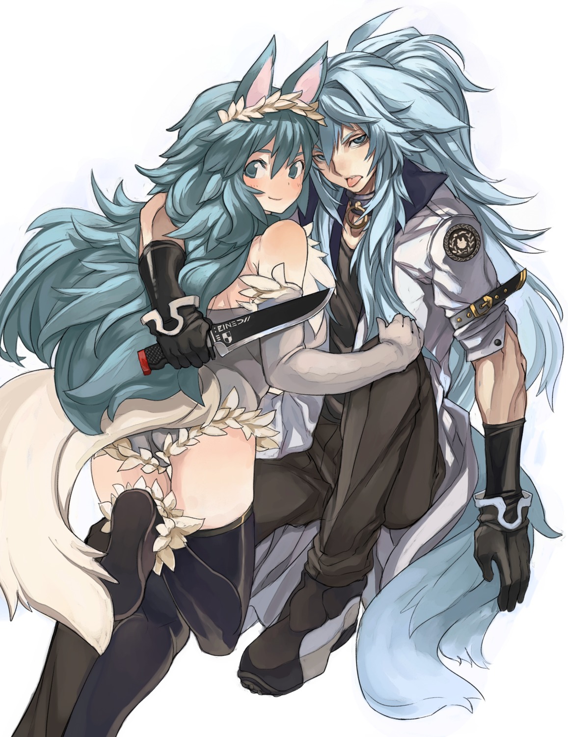 animal_ears, dress, kitsune, ricci, tail, thighhighs