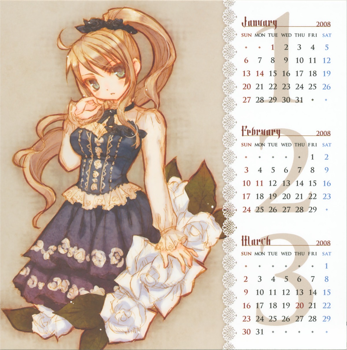 asaki_yuzuno, calendar, lolita_fashion