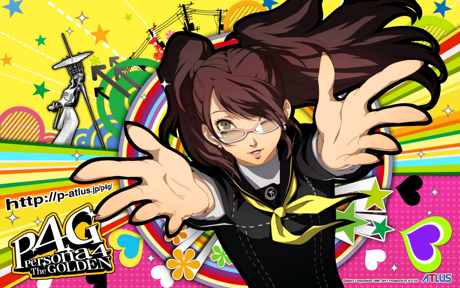 kujikawa_rise, megane, megaten, persona, persona_4, persona_4_golden, seifuku, soejima_shigenori