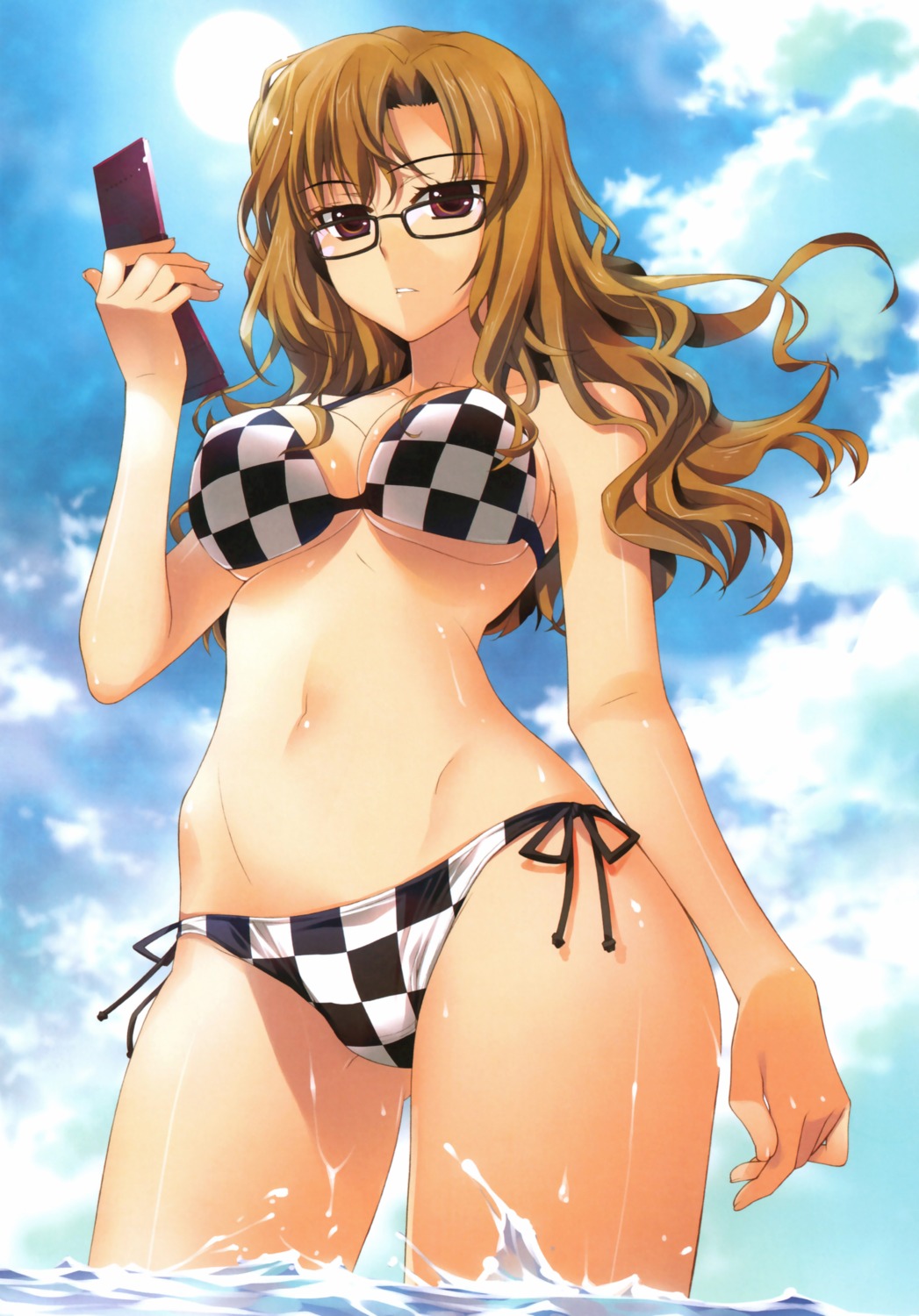 bikini, cleavage, fujima_takuya, kiryu_moeka, megane, steins;gate, swimsuits, underboob