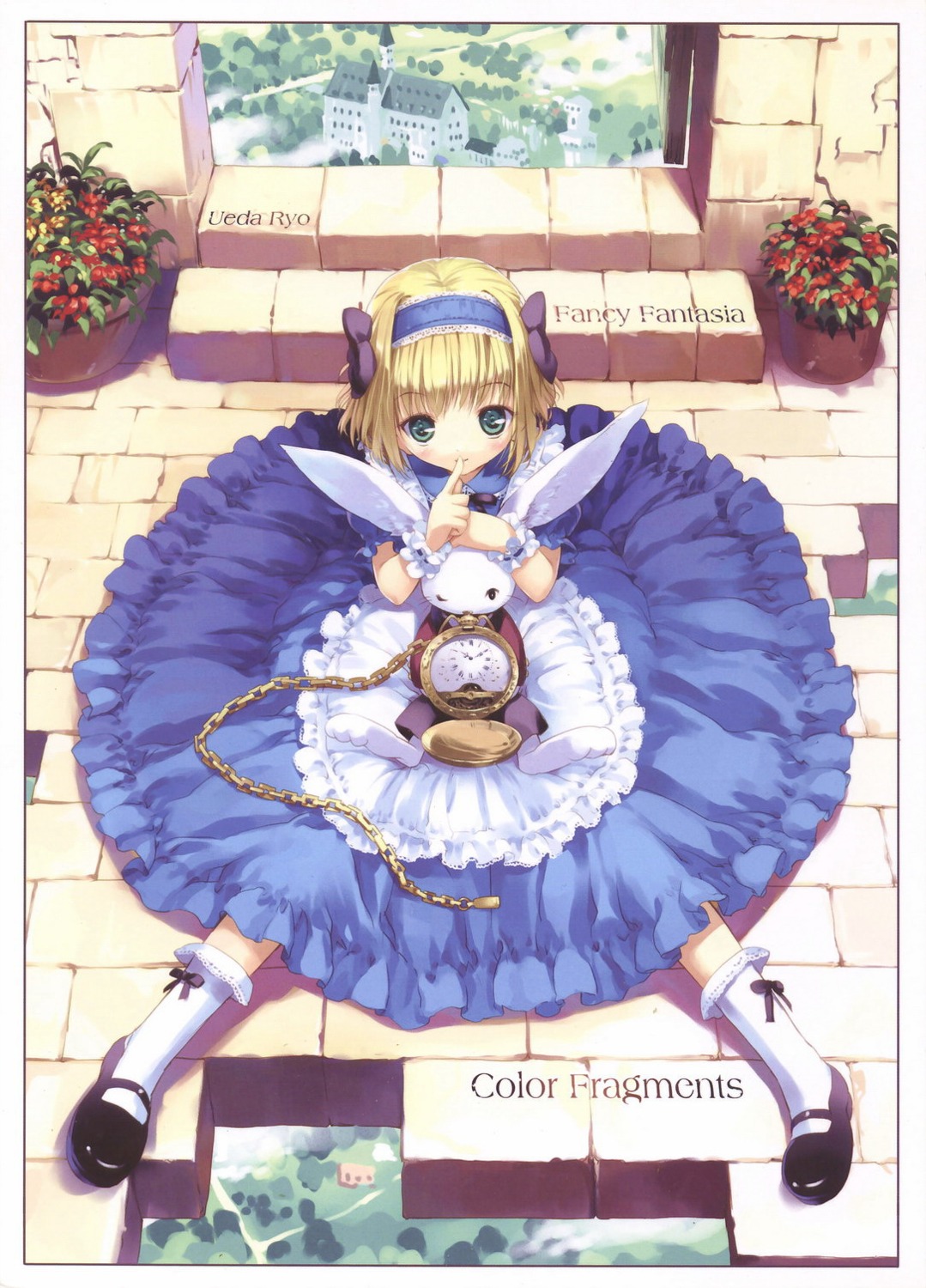 alice, alice_in_wonderland, dress, jpeg_artifacts, ueda_ryou, white_rabbit