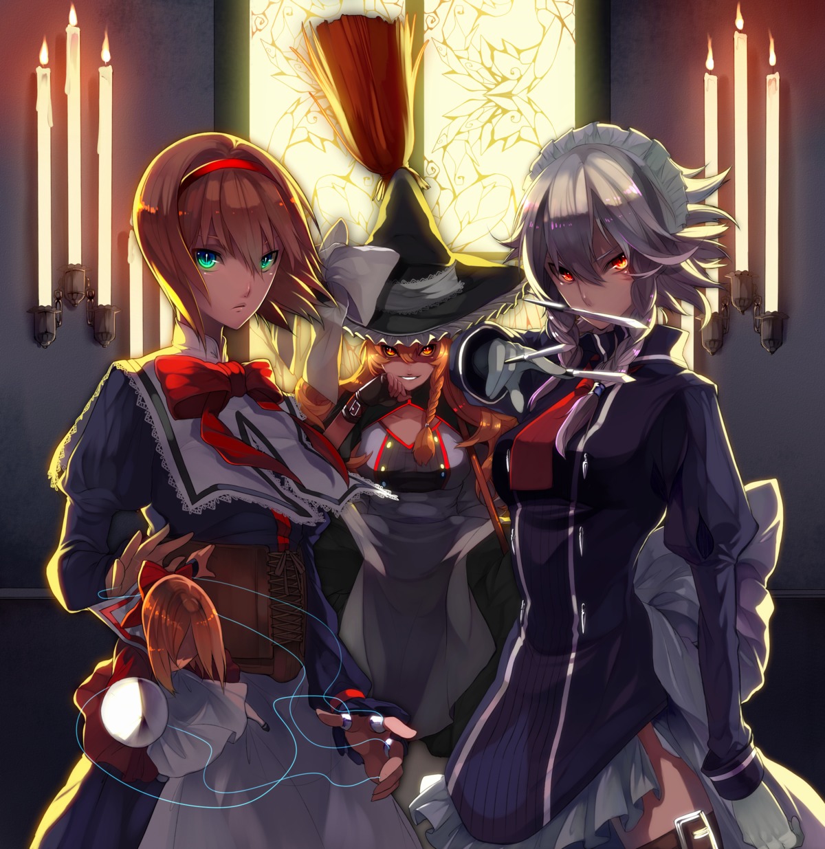 alice_margatroid, izayoi_sakuya, kirisame_marisa, touhou, tsukimoto_aoi