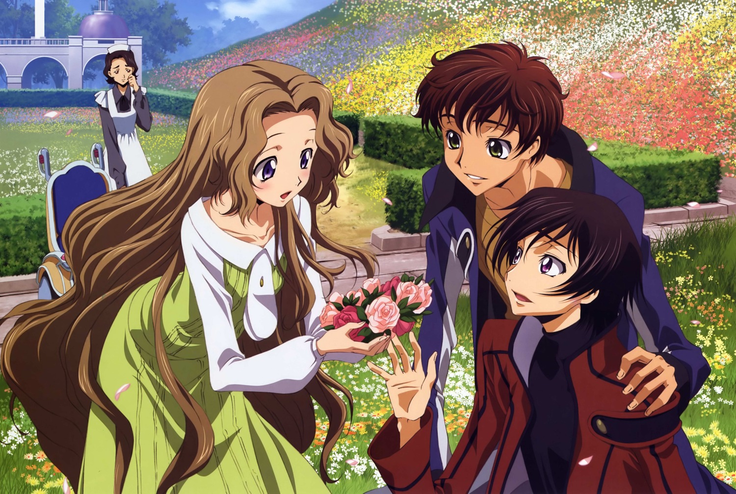 code_geass, kururugi_suzaku, lelouch_lamperouge, mataga_daisuke, nunnally_lamperouge, shinozaki_sayoko
