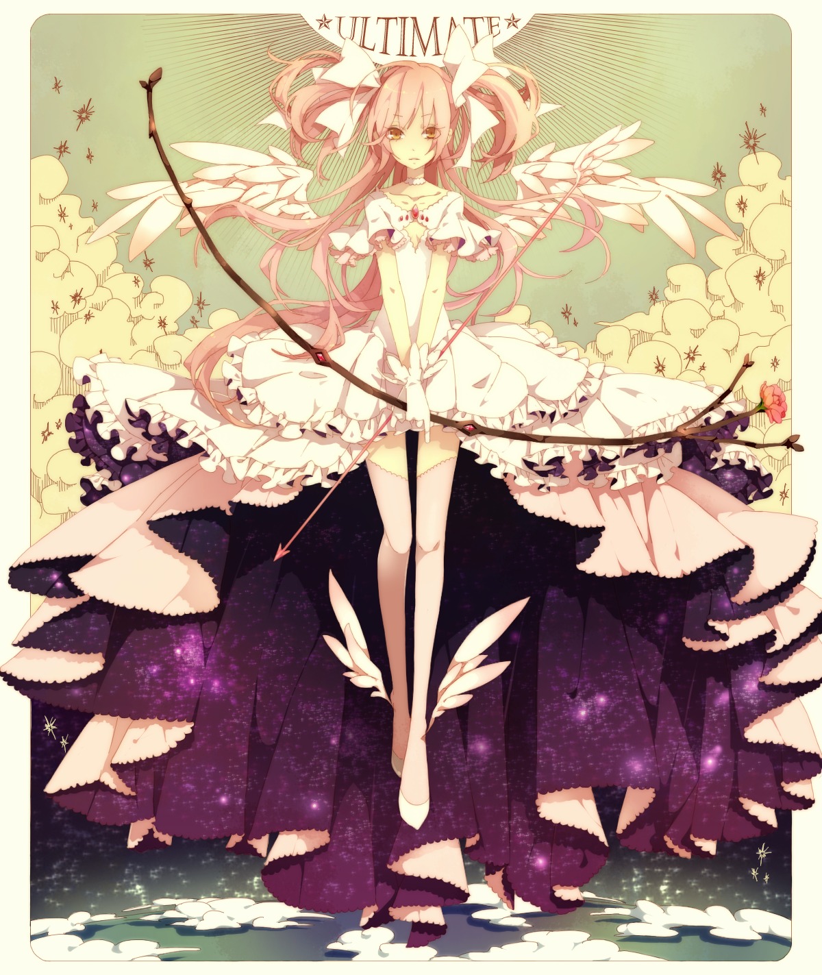 dress, kaname_madoka, mahou_shoujo_madoka_magica, thighhighs, ultimate_madoka, utaoka_(23com), wings