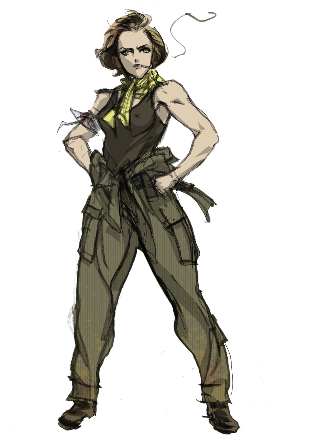 amanda_valenciano_libre, konami, metal_gear, metal_gear_solid, metal_gear_solid_peace_walker, shinkawa_yoji, smoking