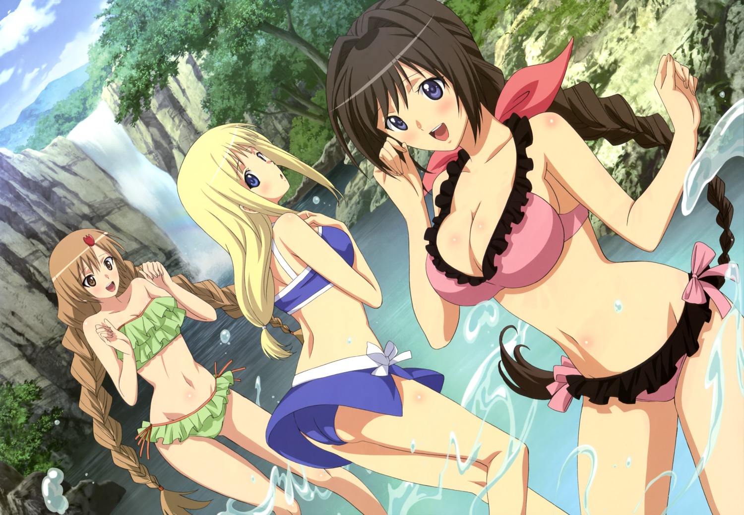 airy_ardet, amil_manaflare, bikini, cleavage, neris_filiam, shining_hearts, shining_world, swimsuits, yahiro_yuuko