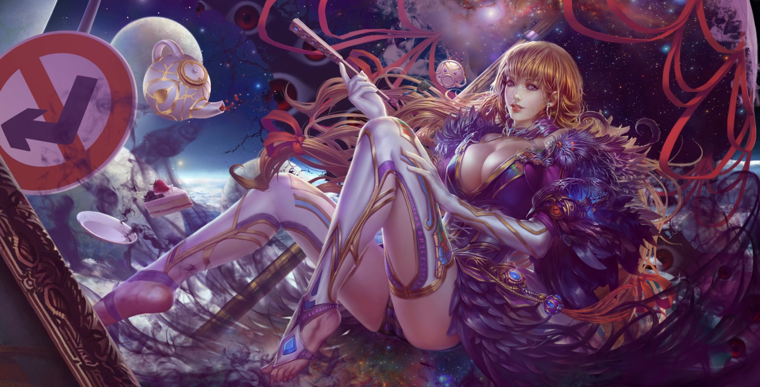 cleavage, haoyuan, pantsu, thighhighs, touhou, yakumo_yukari