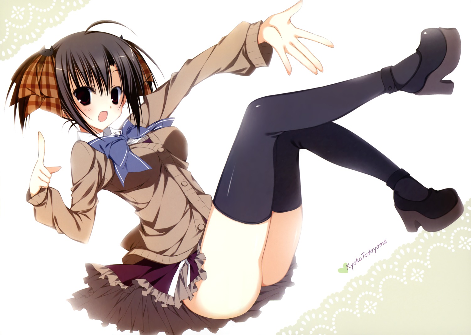 ebiten, fixed, inugami_kira, seifuku, thighhighs, todayama_kyouko