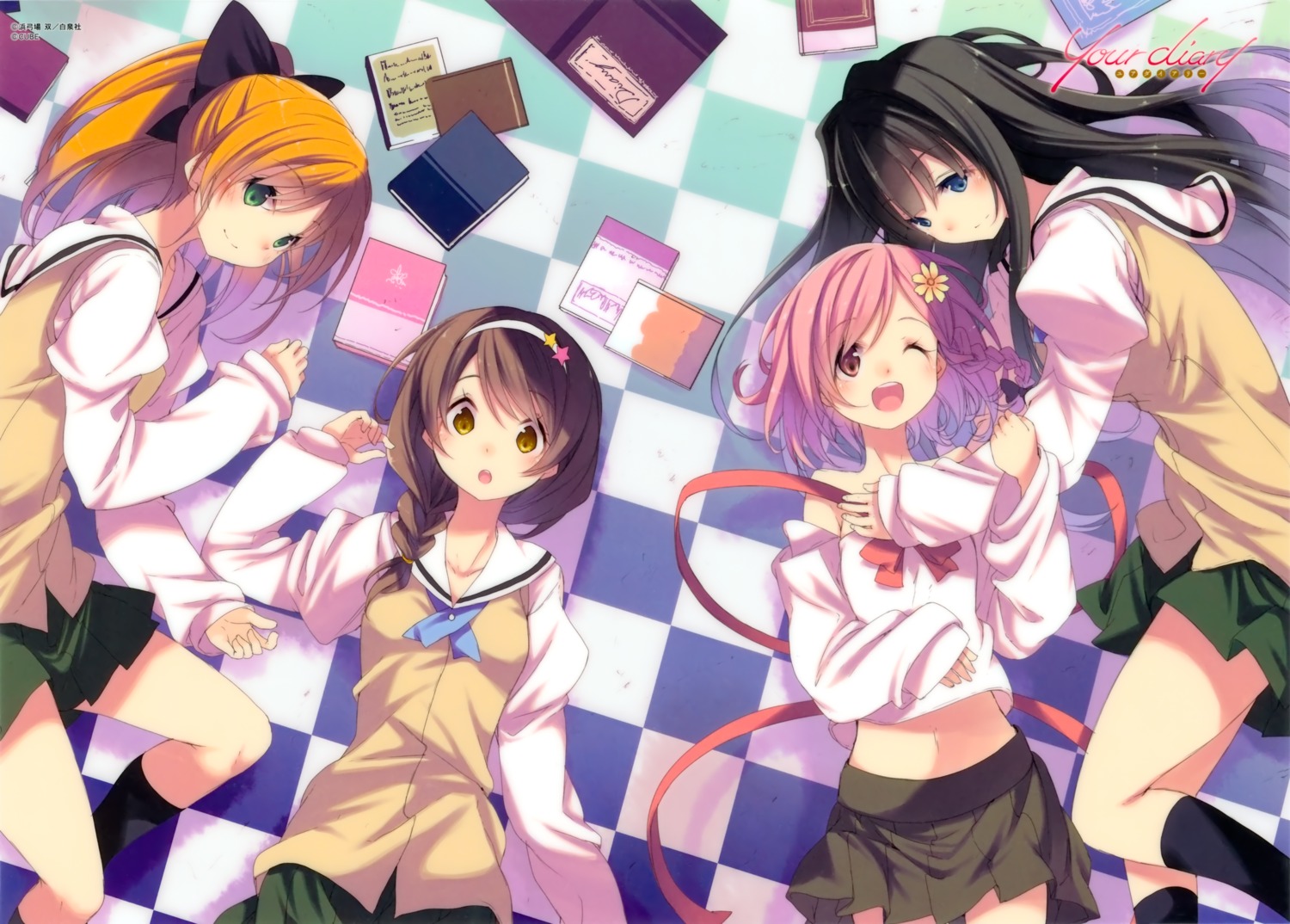 ayase_sayuki, hamayumiba_sou, hirosaki_kanade, minagawa_yuuhi, seifuku, your_diary, yua