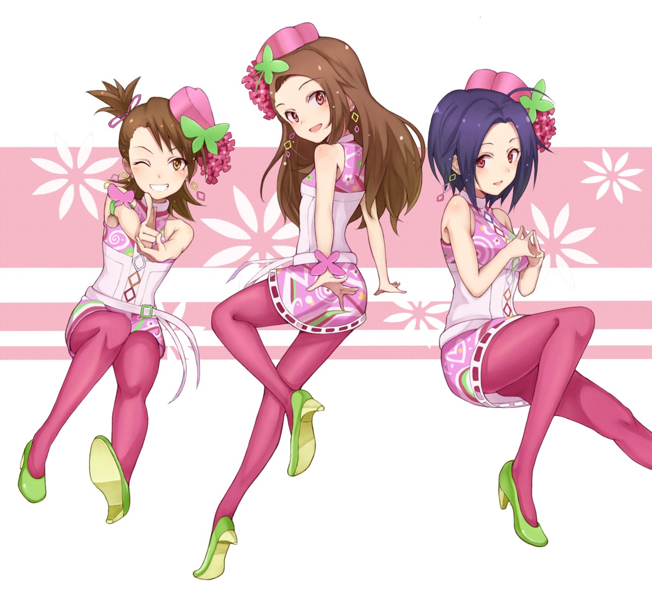 futami_ami, minase_iori, miura_azusa, pantyhose, the_idolm@ster, wawa