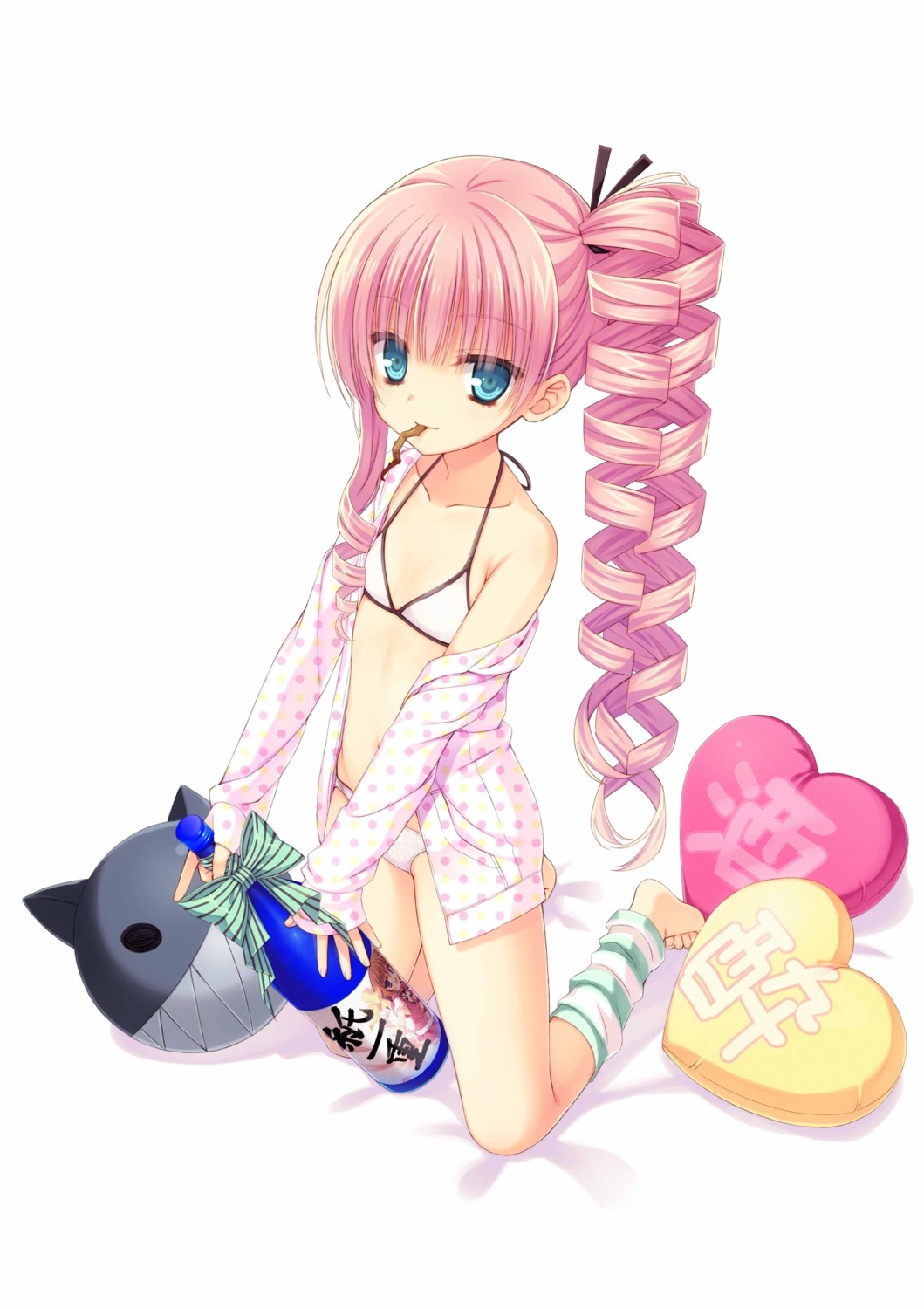 bikini, chris_(zombie), jpeg_artifacts, kore_wa_zombie_desu_ka, muririn, open_shirt, swimsuits