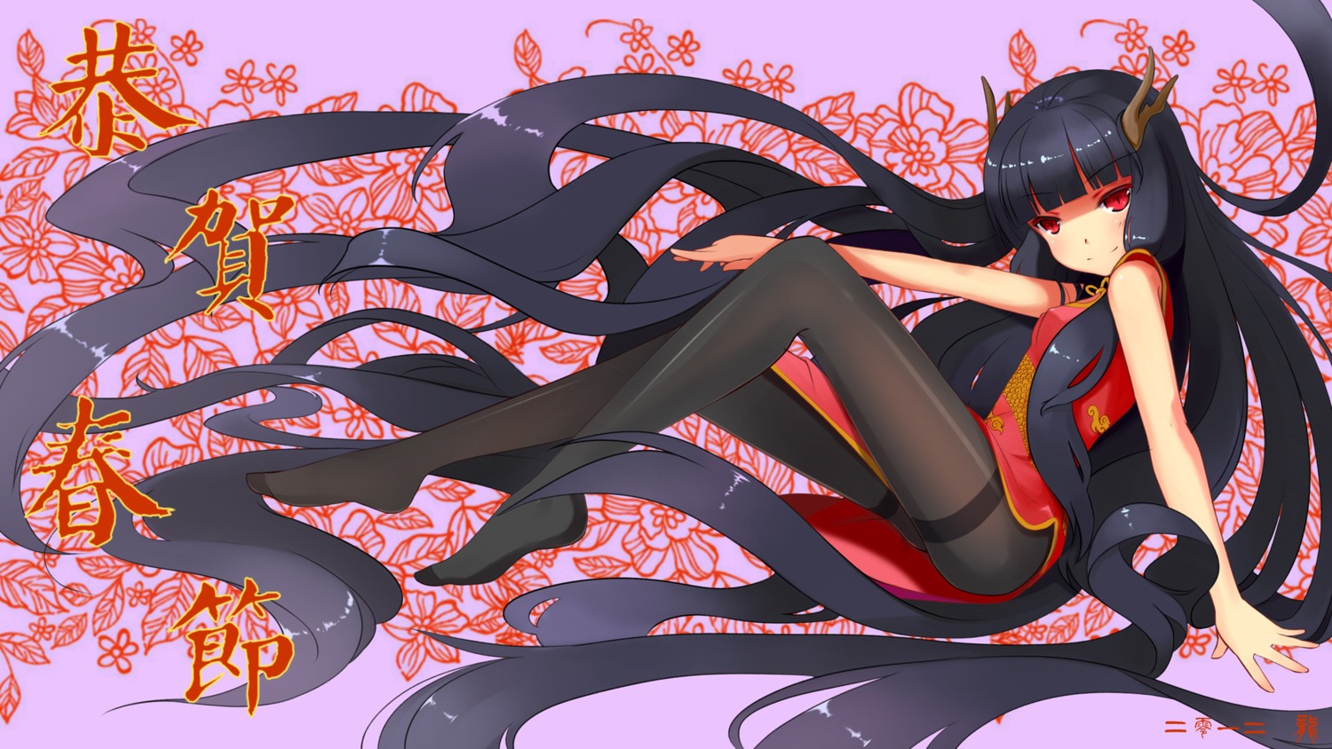 chinadress, horns, nerv110, pantyhose, wallpaper