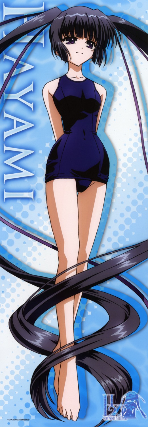 h2o_~footprints_in_the_sand~, kohinata_hayami, okuda_atsushi, school_swimsuit, stick_poster, swimsuits
