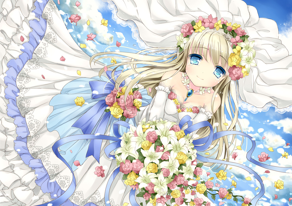 cleavage, dress, wataame27, wedding_dress