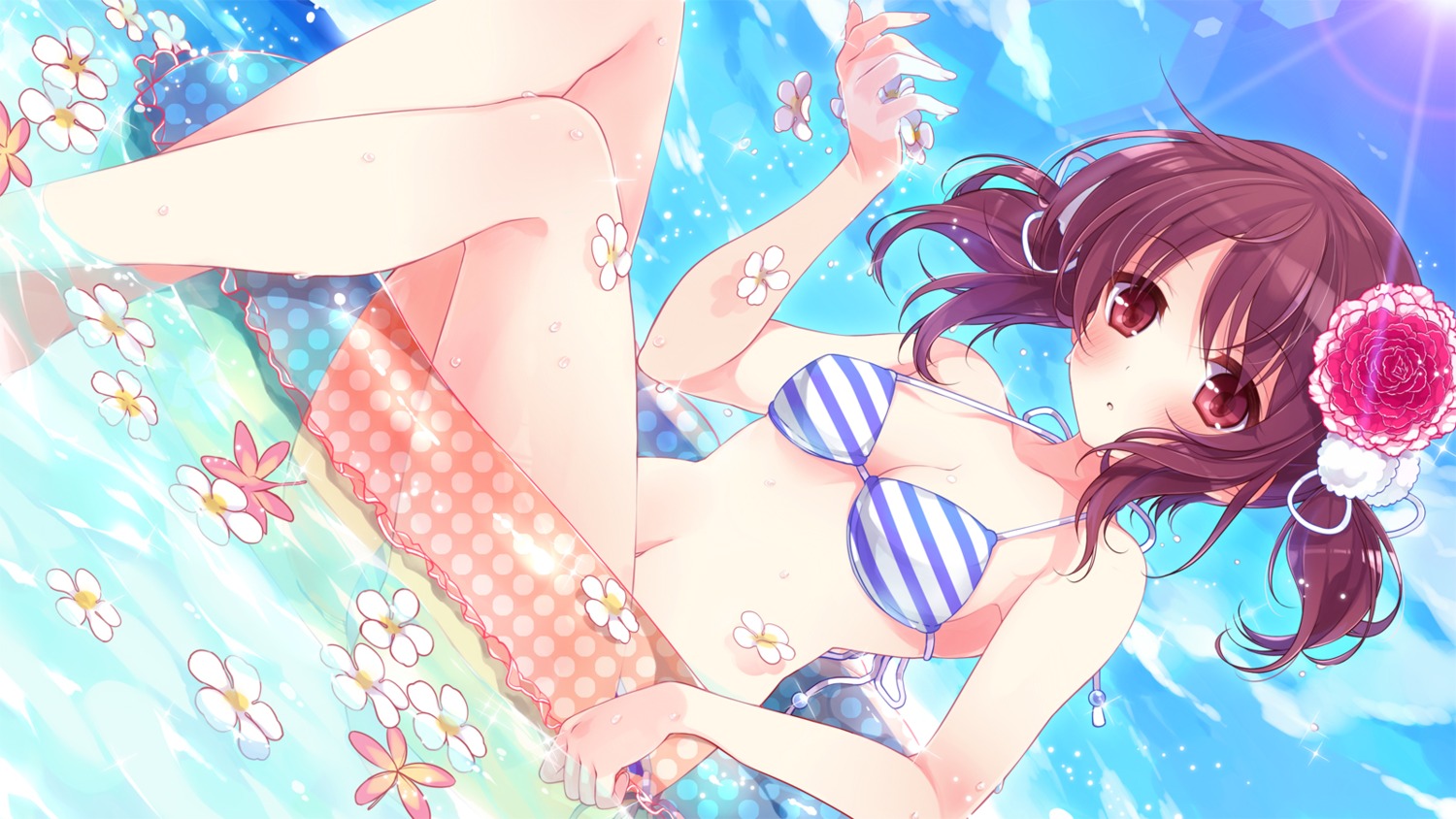 bikini, cleavage, lass, moriyama_shijimi, shoujo_shiniki_shoujo_tengoku, swimsuits, tsukamine_miori, wallpaper