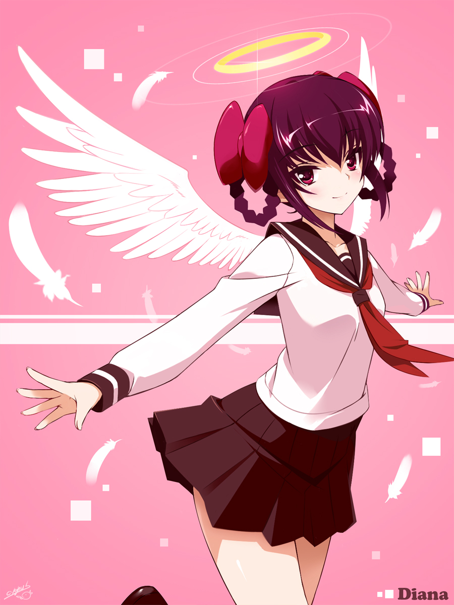 angel, ayukawa_tenri, cygnus, diana_(kami_nomi_zo_shiru_sekai), kami_nomi_zo_shiru_sekai, seifuku, wings