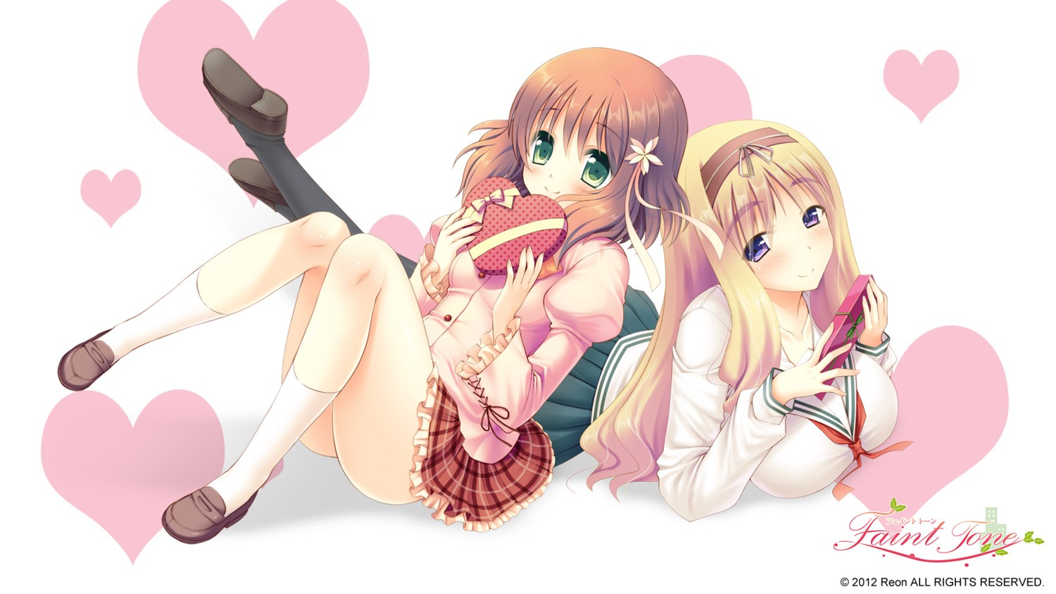 faint_tone, fumii, jpeg_artifacts, reon, sawatari_koito, seifuku, tachibana_otoha, valentine, wallpaper, yu-ta