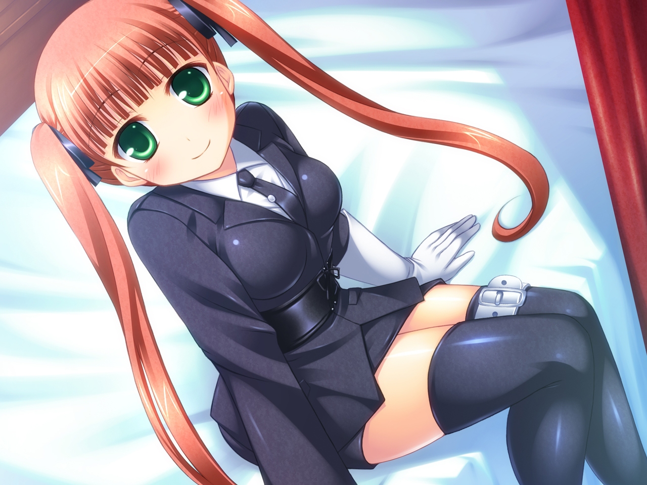 felicità, la_storia_della_arcana_famiglia, miu_(c_blue), thighhighs, uniform, wallpaper