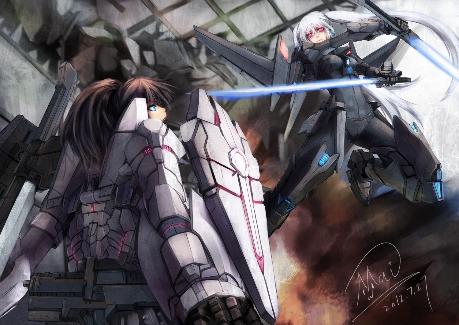 armor, mecha, mecha_musume, shou_mai, sword