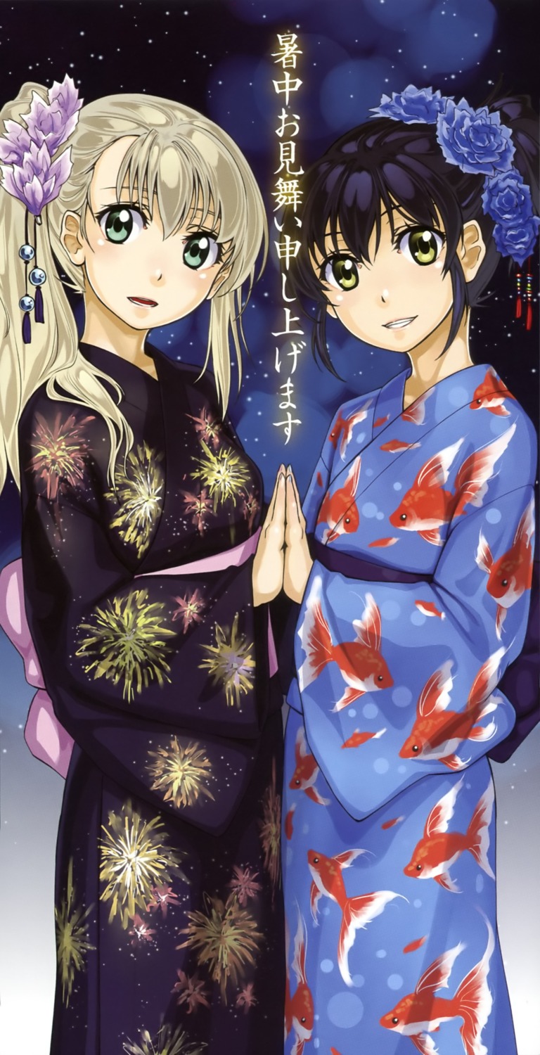 isis_eaglet, kurogin, lily_strosek, mahou_senki_lyrical_nanoha_force, mahou_shoujo_lyrical_nanoha, stick_poster, yukata