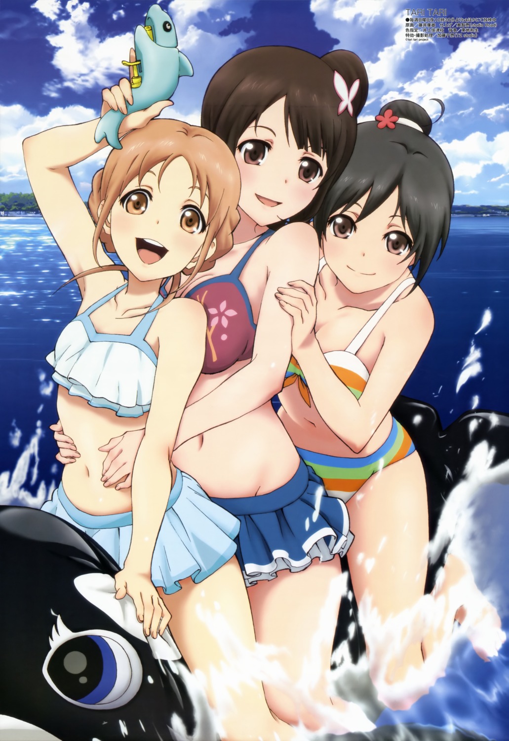 bikini, cleavage, fujii_yasuo, miyamoto_konatsu, okita_sawa, sakai_wakana, swimsuits, tari_tari