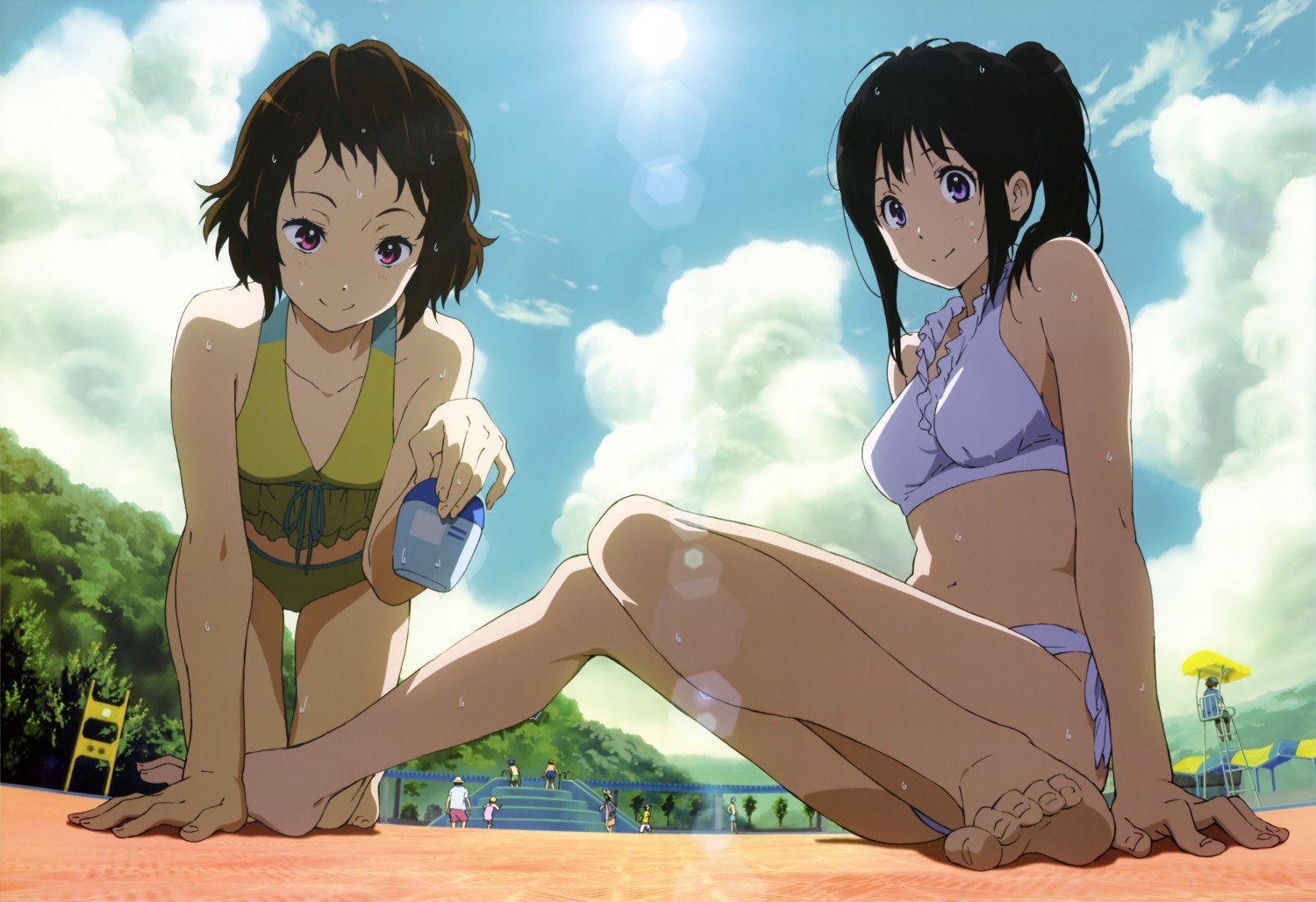 bikini, chitanda_eru, feet, hyouka, ibara_mayaka, sawa_shinpei, swimsuits, wet