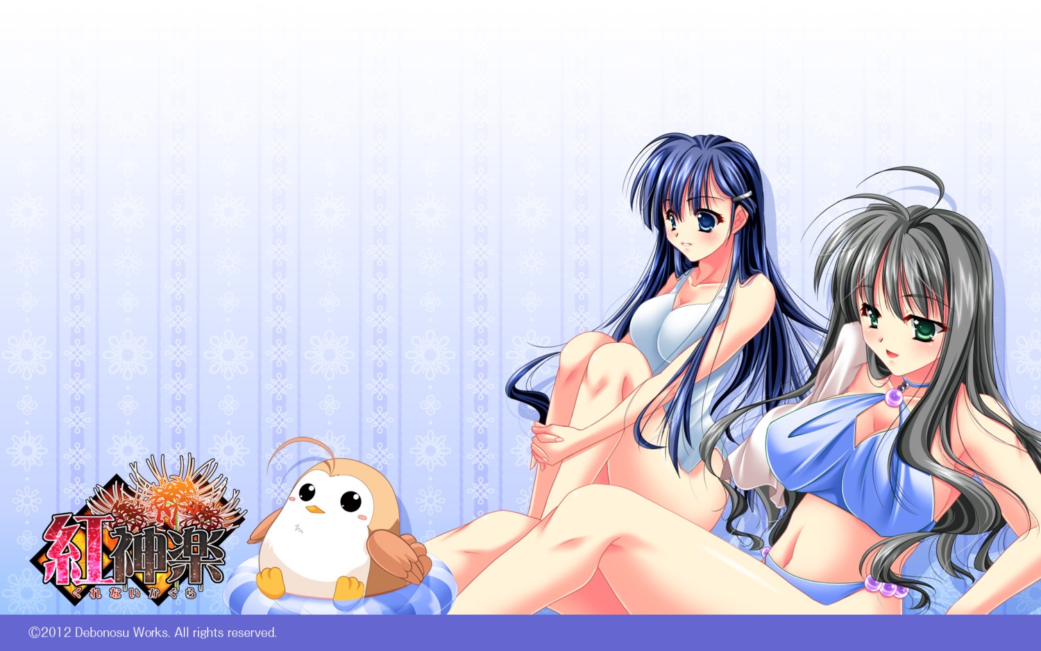 bikini, debonosu, kurenai_kagura, satou_hiromi, shindou_isami, swimsuits, wallpaper, yamamoto_kazue
