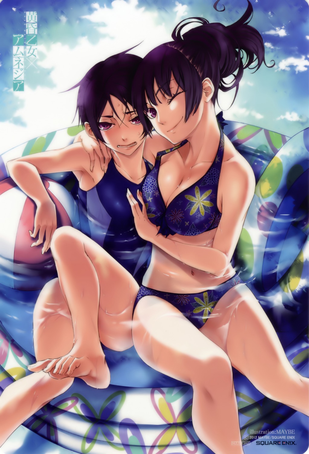 bikini, cleavage, kanoe_kirie, kanoe_yuuko, maybe, swimsuits, tasogare_otome_x_amnesia, wet, yuri