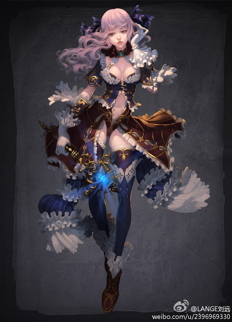 cleavage, lange, thighhighs, watermark