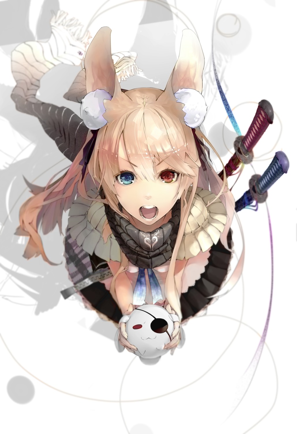 animal_ears, heterochromia, nil, sword
