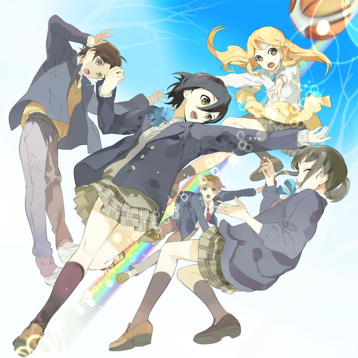 119, aoki_yoshifumi, inaba_himeko, kiriyama_yui, kokoro_connect, nagase_iori, seifuku, yaegashi_taichi