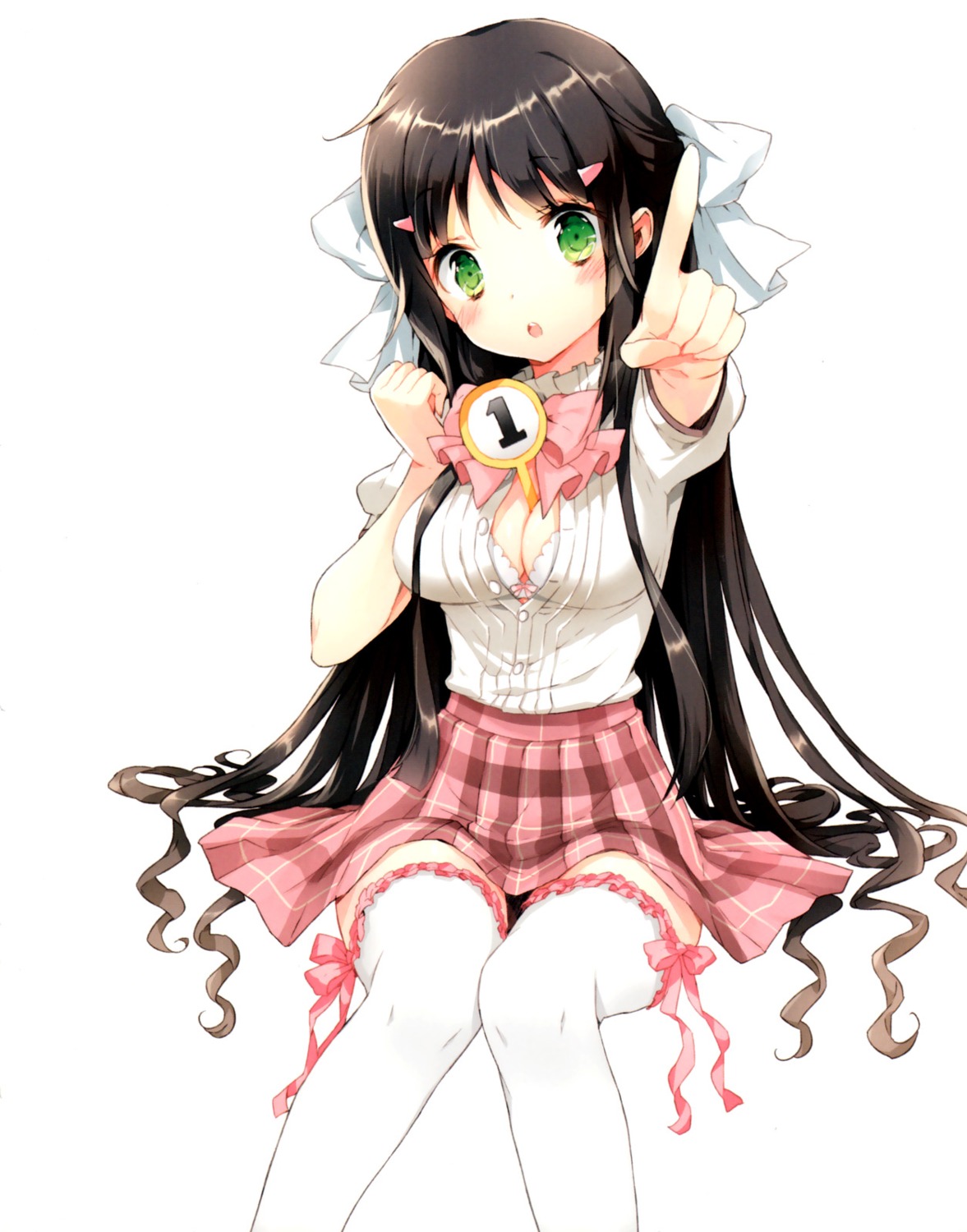 bra, cleavage, cuteg, kono_naka_ni_hitori_imouto_ga_iru!, open_shirt, screening, thighhighs, tsuruma_konoe