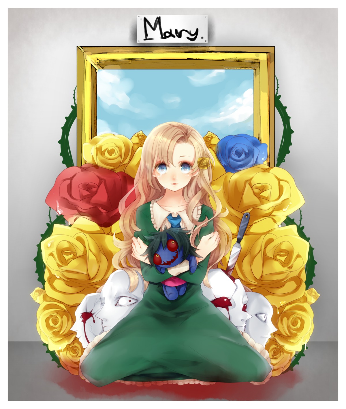 blood, dress, etsuo, ib, mary_(ib)