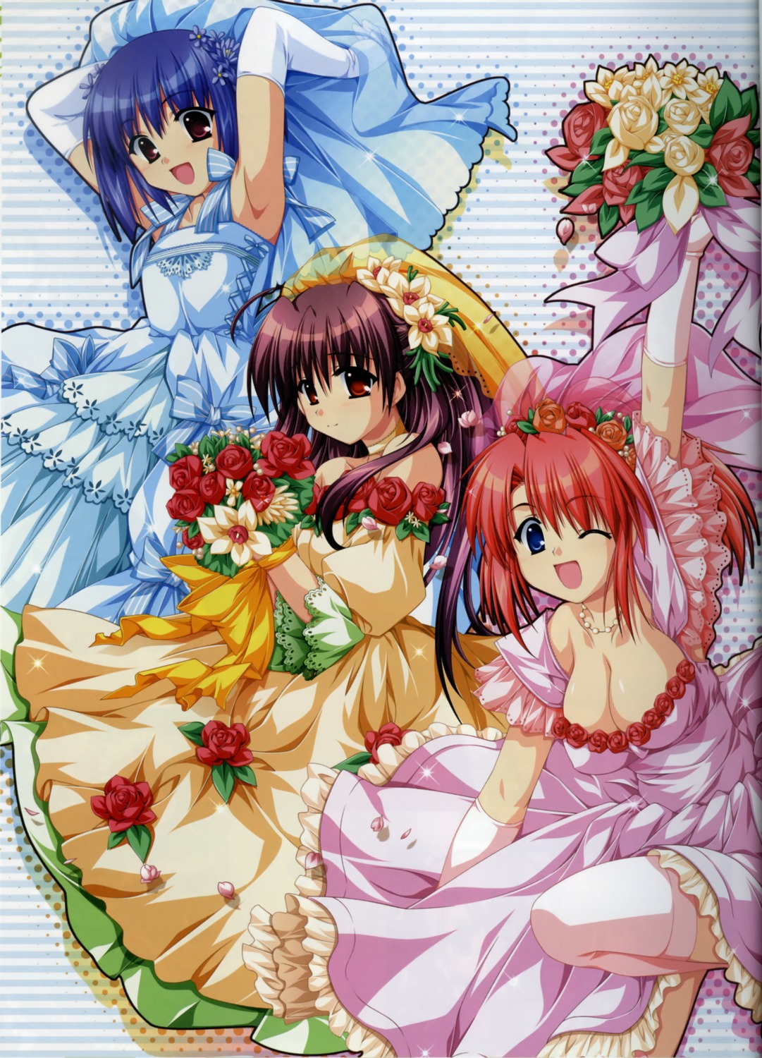 alpha, binding_discoloration, cleavage, dress, hinata_natsumi, oone_touka, sharin_no_kuni_himawari_no_shoujo, wedding_dress