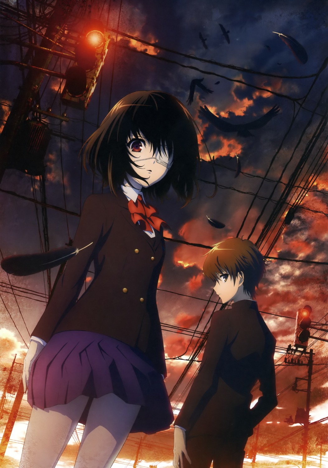 another, eyepatch, ishii_yuriko, misaki_mei, sakakibara_kouichi, seifuku