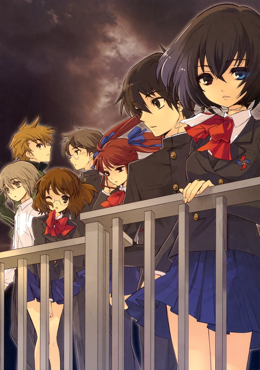 akazawa_izumi, another, heterochromia, ito_noizi, megane, misaki_mei, mochizuki_yuuya, sakakibara_kouichi, sakuragi_yukari, seifuku, teshigawara_naoya, tsujii_yukito