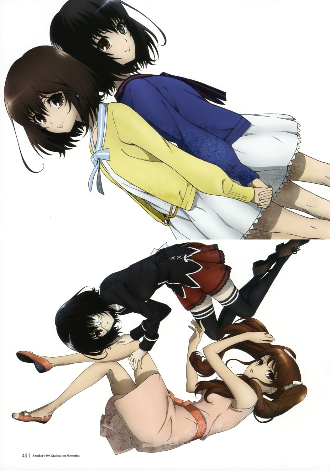 akazawa_izumi, another, eyepatch, fujioka_misaki, heterochromia, kawatsura_kousuke, misaki_mei, thighhighs