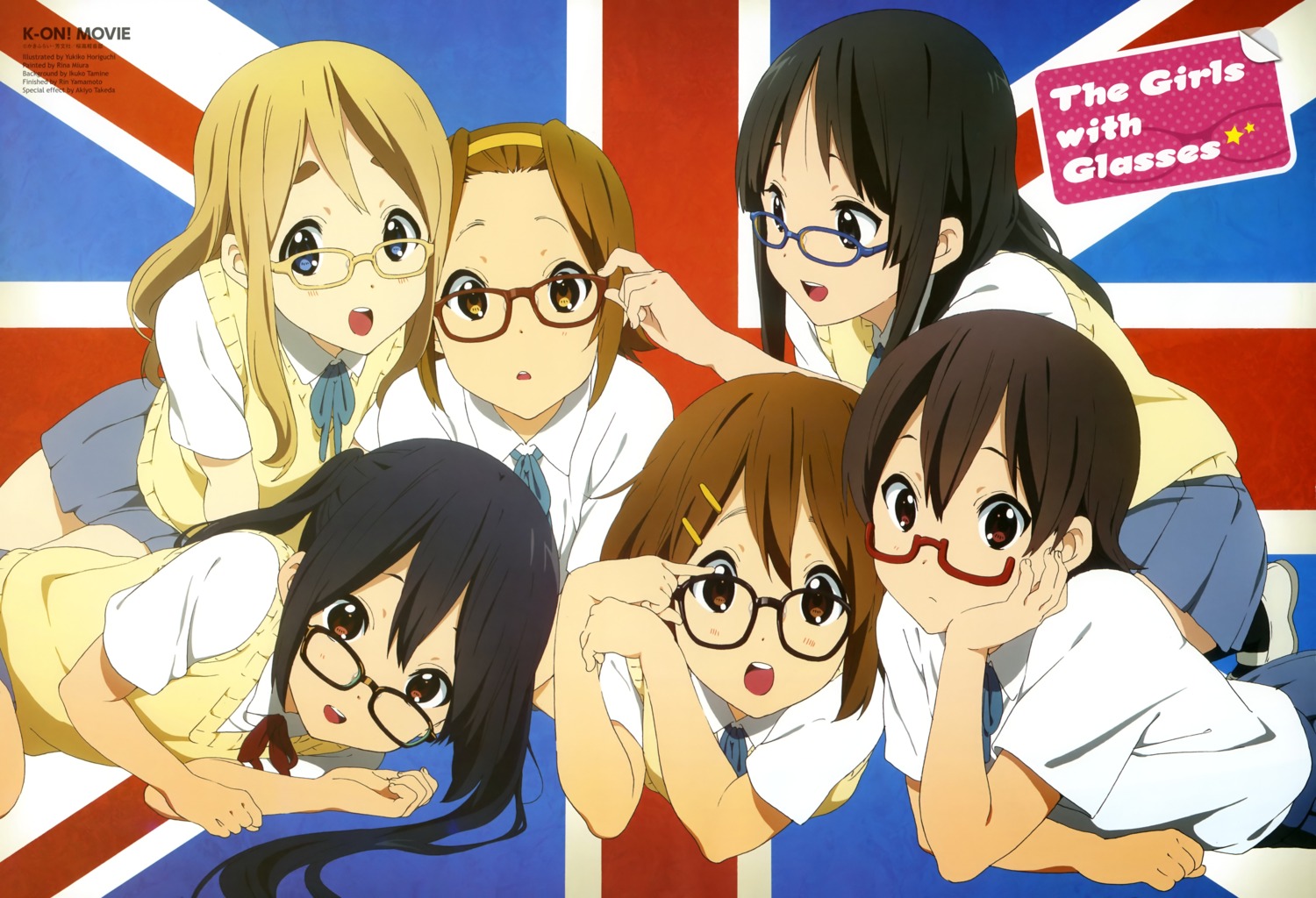 akiyama_mio, hirasawa_yui, horiguchi_yukiko, k-on!, kotobuki_tsumugi, manabe_nodoka, megane, nakano_azusa, seifuku, tainaka_ritsu