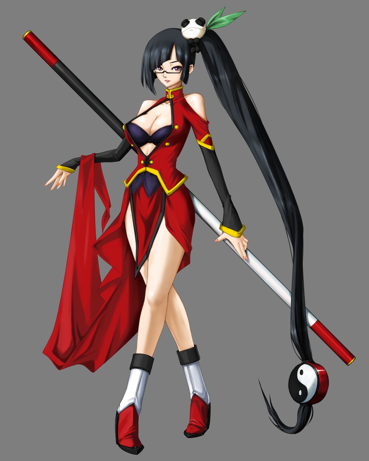 blazblue, cleavage, litchi_faye_ling, megane, transparent_png