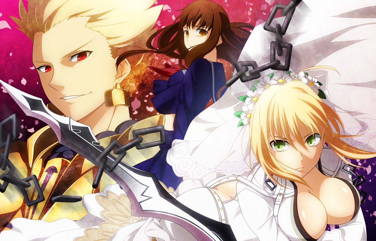 cleavage, fate/extra, fate/extra_ccc, fate/stay_night, gilgamesh_(fate), nero_claudius_(fate), pochi-a