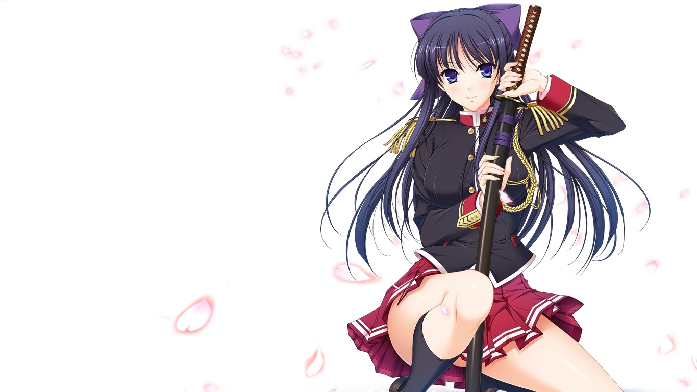 komori_kei, ricotta, ryuuzouji_akane, seifuku, sword, walkure_romanze