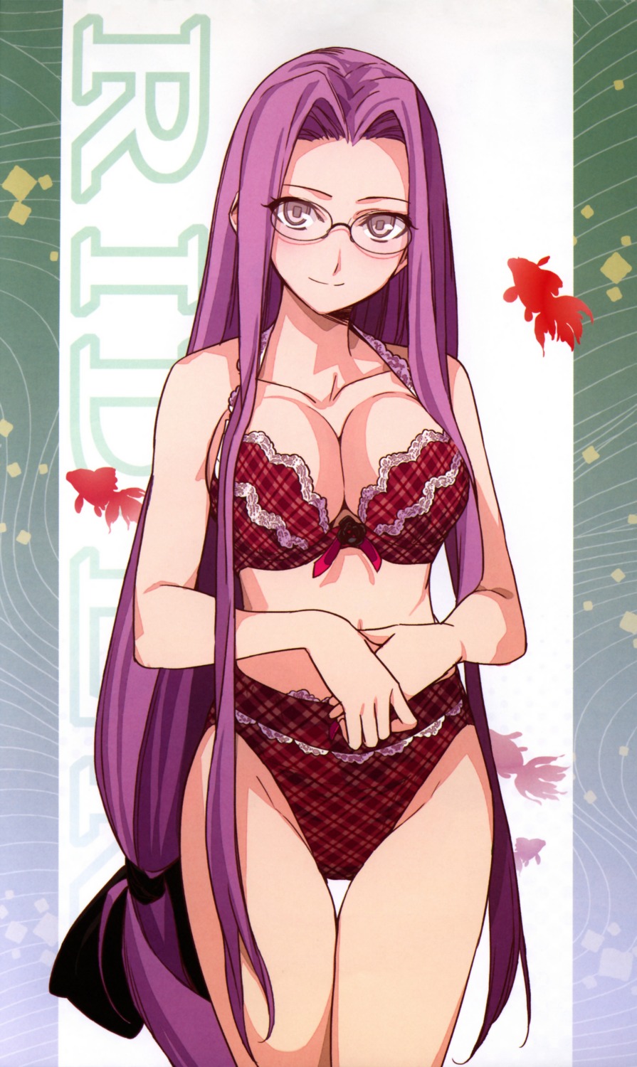 bra, cleavage, fate/stay_night, medusa_(fate), megane, morii_shizuki, moriisan-tokono, pantsu