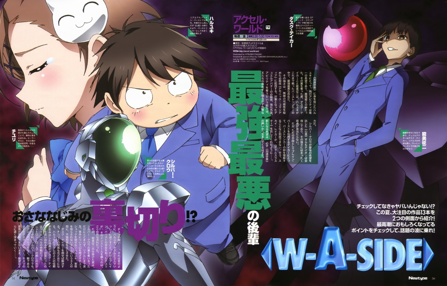 accel_world, dusk_taker, haruyuki_arita, itagaki_atsushi, kurashima_chiyuri, noumi_seiji, seifuku, silver_crow