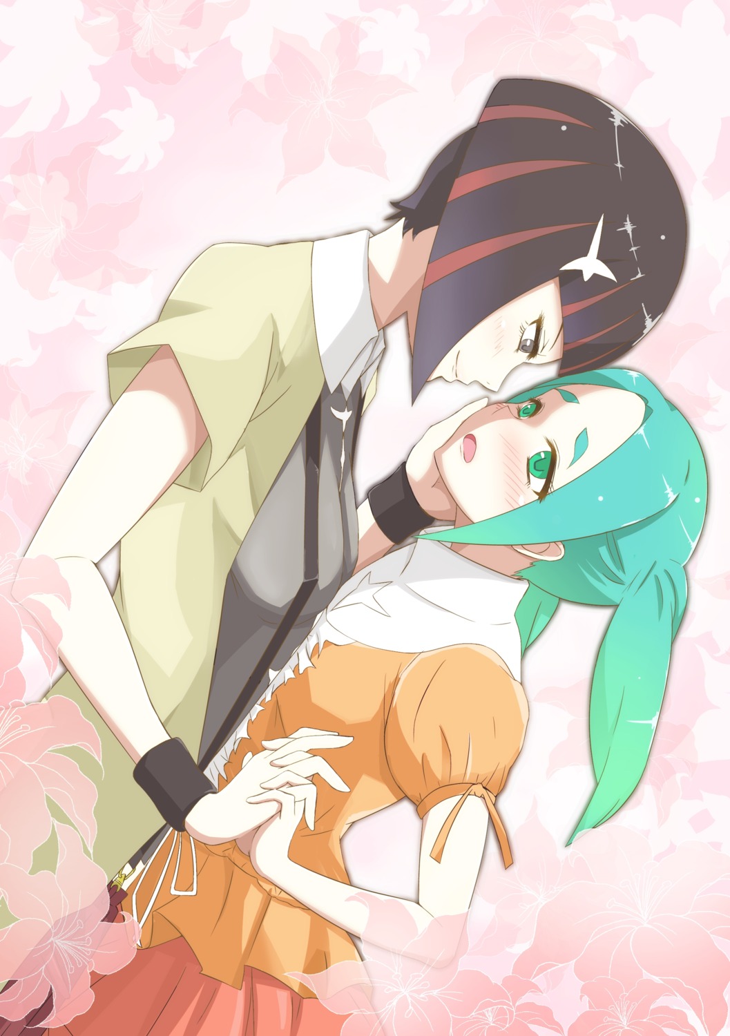 ameyoshi, bakemonogatari, kagenui_yozuru, monogatari_(series), nisemonogatari, ononoki_yotsugi, yuri
